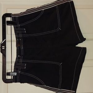 SJB Active Black Short Shorts Racing Stripes Drawstring Small